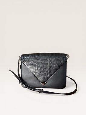 Alexander Wang black structured flap bag with snake detail